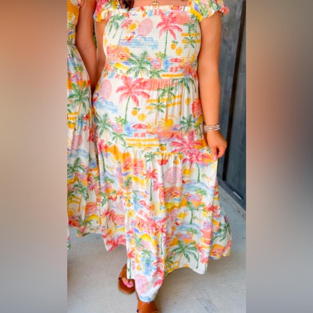 Tropical Print Maxi Dress